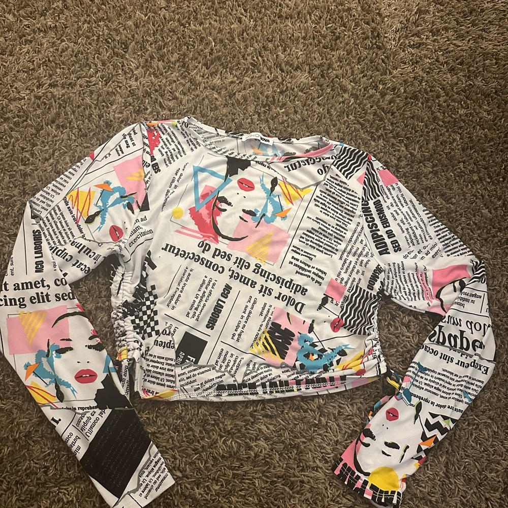 Fashion Nova Multicolor Graphic Print Blouse
